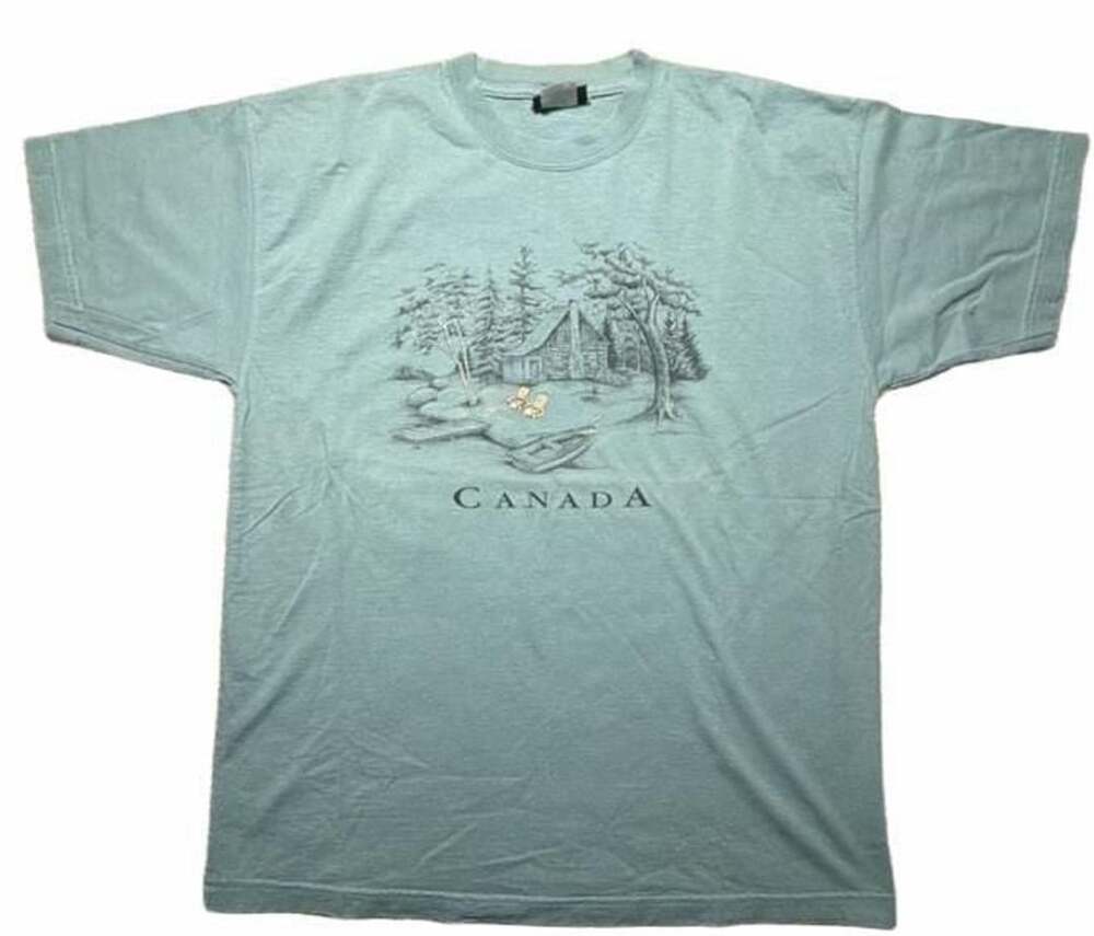 Vintage 1990’s Marshlands Canada T-Shirt Size L Sage Green Cabin Graphic